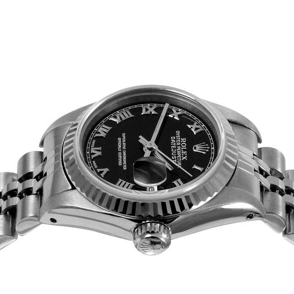 Rolex ladies datejust 69174 (s-s) black roman dial jubilee - Luxury Diaz