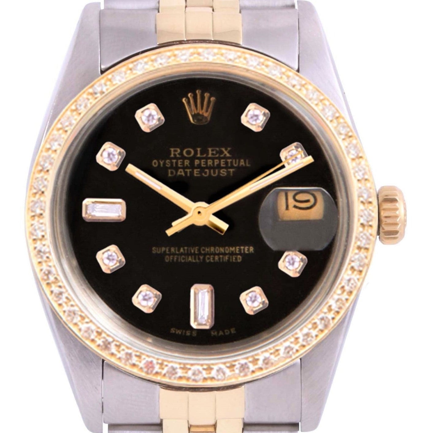 Rolex 36mm Datejust 16013 Black Diamond two toneJubilee