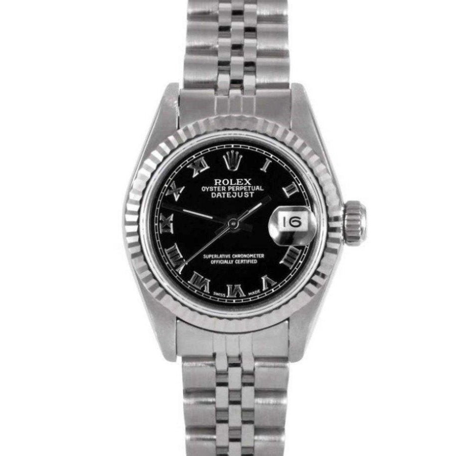 Rolex ladies datejust 69174 (s-s) black roman dial jubilee - Luxury Diaz