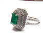 14K Ladies White gold Emerald & Diamond Ring