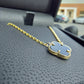 14k Yellow Gold Ladies Clover onyx pendant necklace