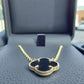 14k Yellow Gold Ladies Clover onyx pendant necklace