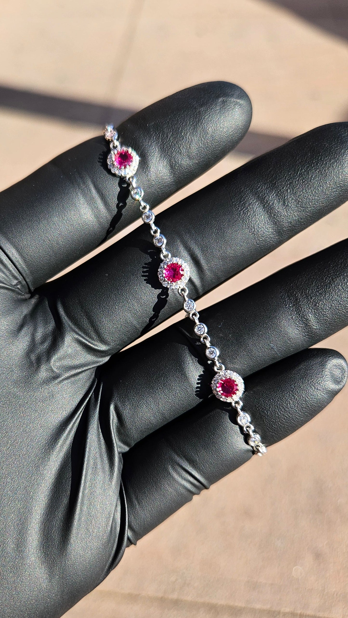 Ladies .925 Silver Ruby ZC Bracelet