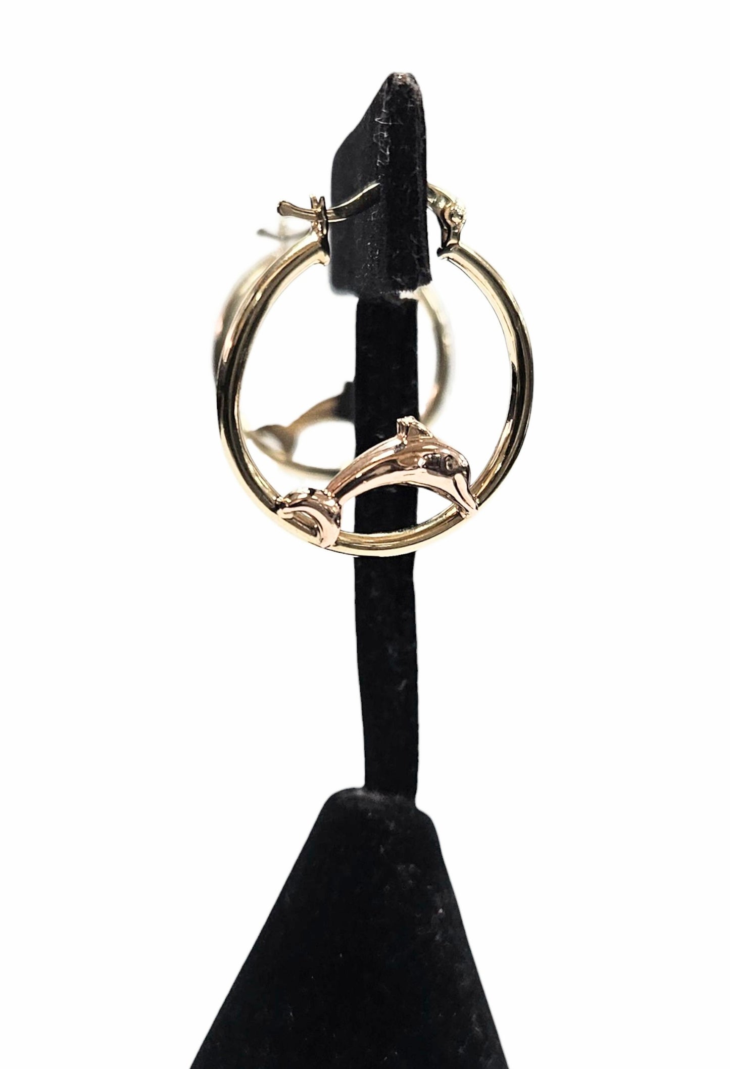 10K Ladies Yellow Gold Dolphin Hoop Earrings
