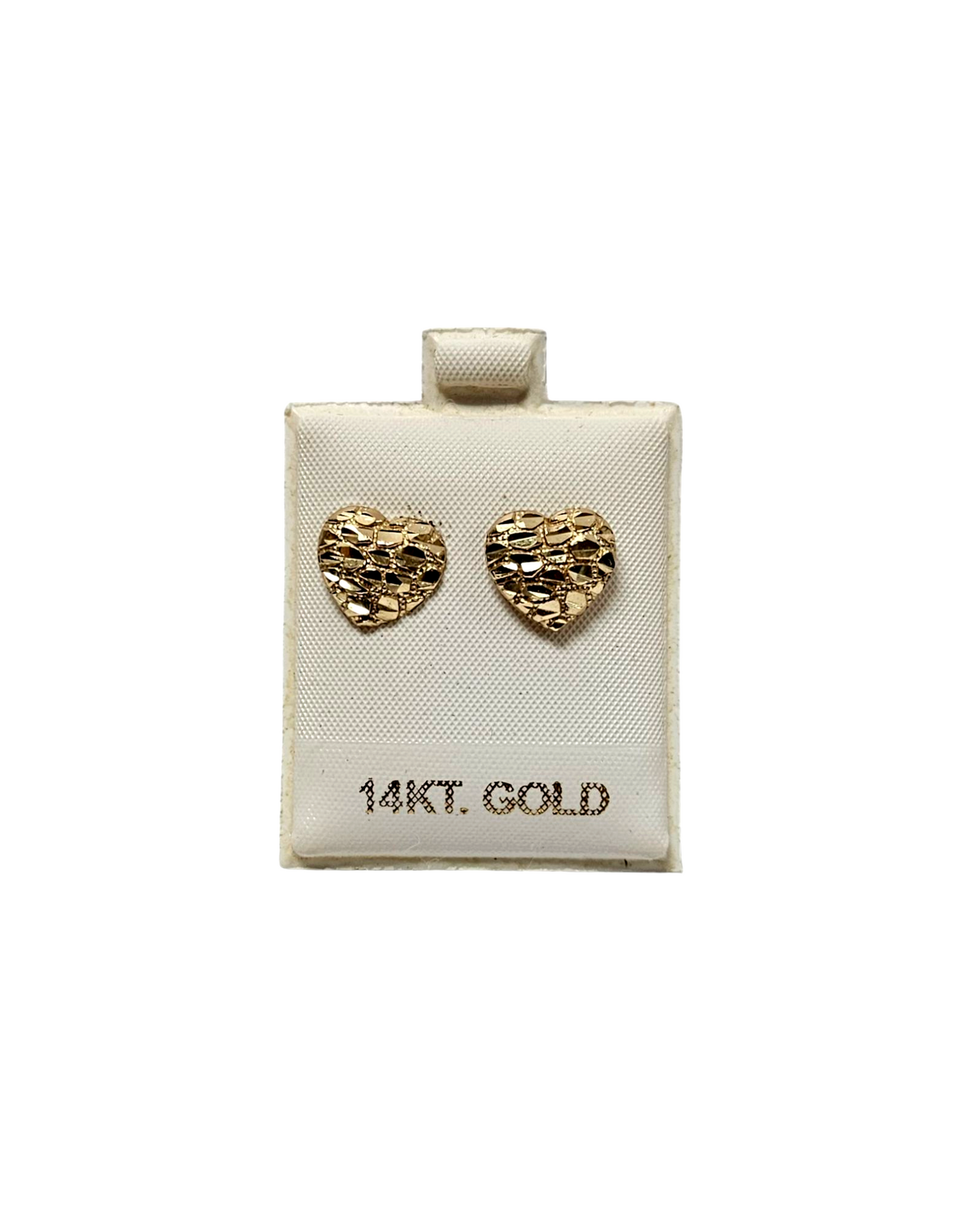 Ladies 14k Yellow Gold Nugget Heart stud Earrings