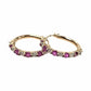 14k Ladies Yellow Gold Ruby Diamond Hoops