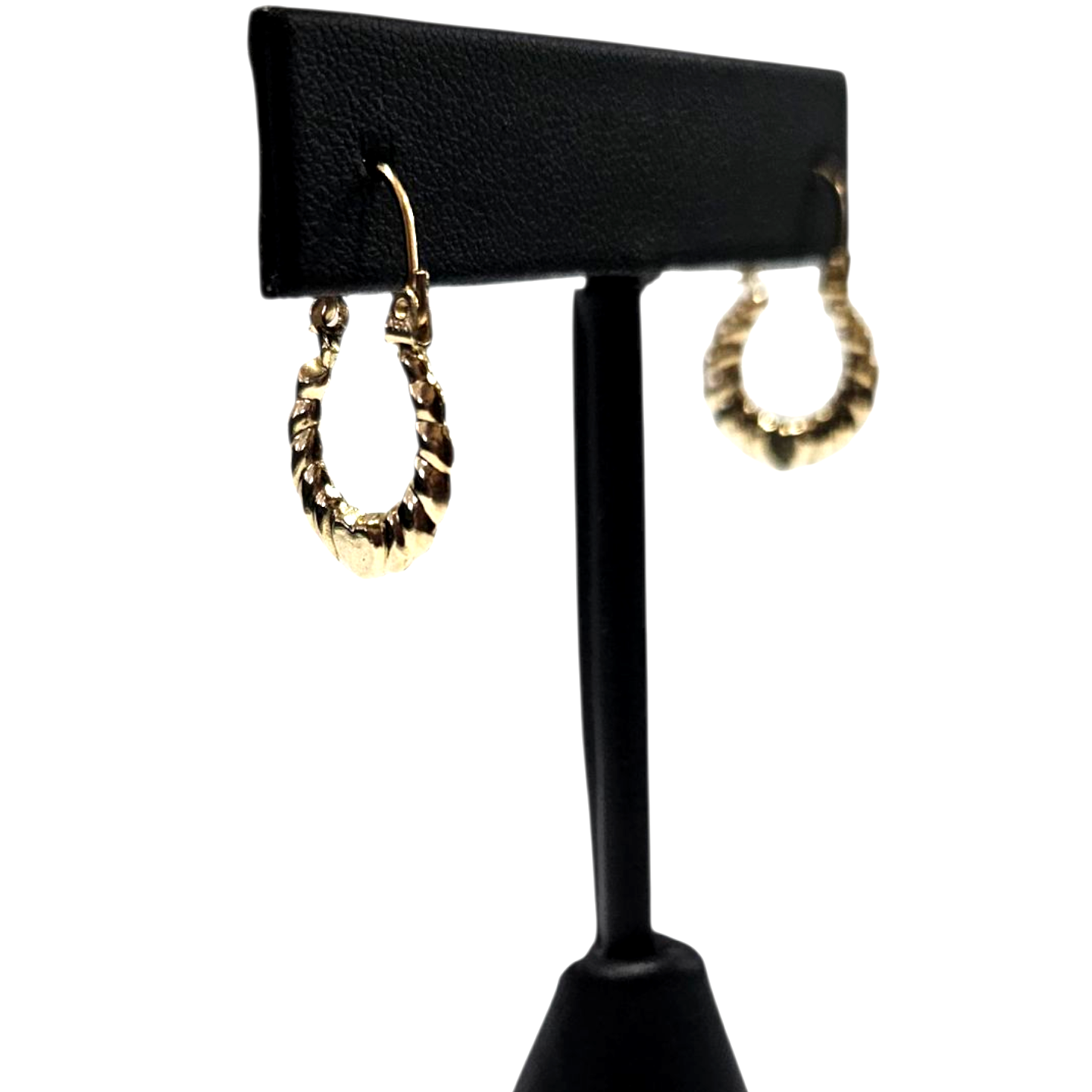 Ladies 14k yellow gold heart hoop earrings