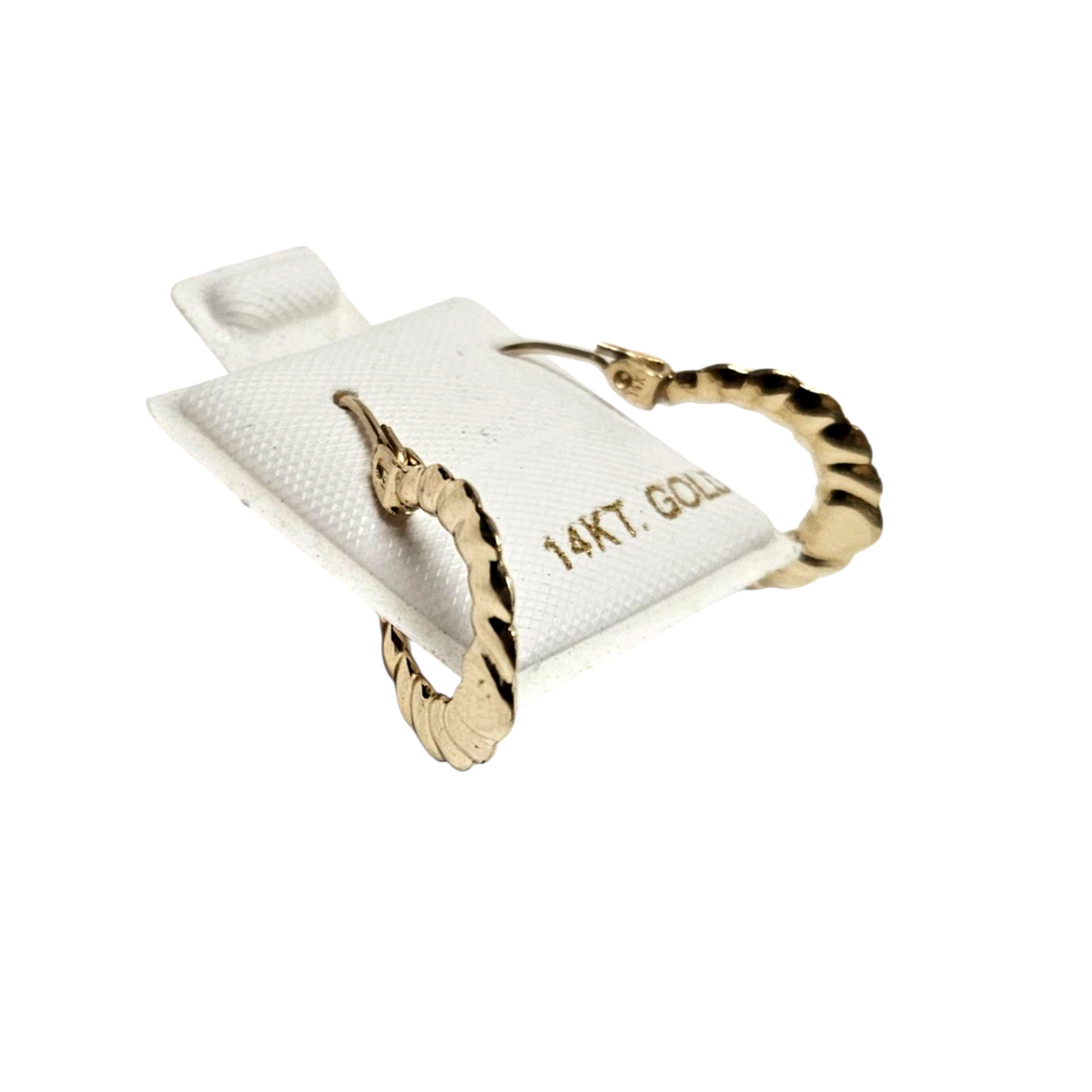 Ladies 14k yellow gold heart hoop earrings