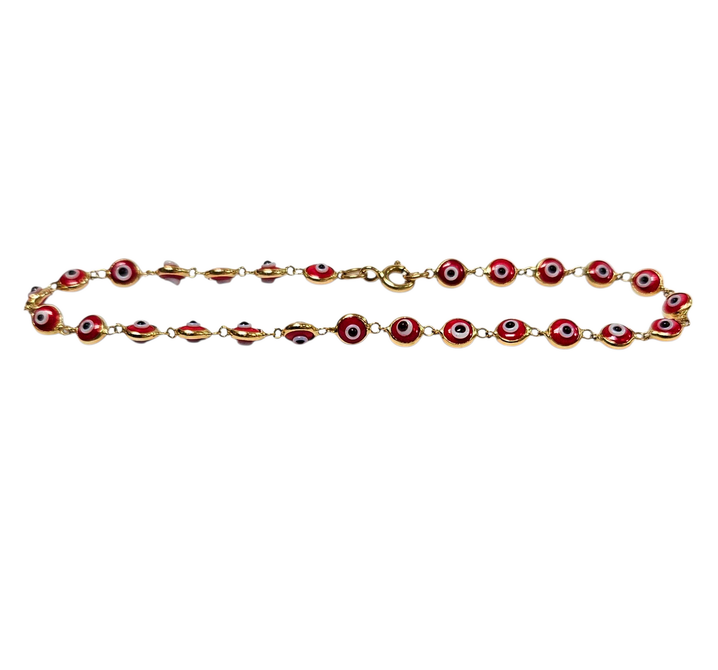 Ladies 14k Yellow Gold Evil Eye Bracelet