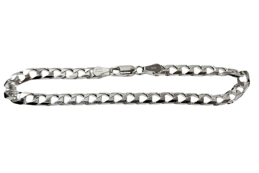 Mens 925 Silver square curb Link bracelet
