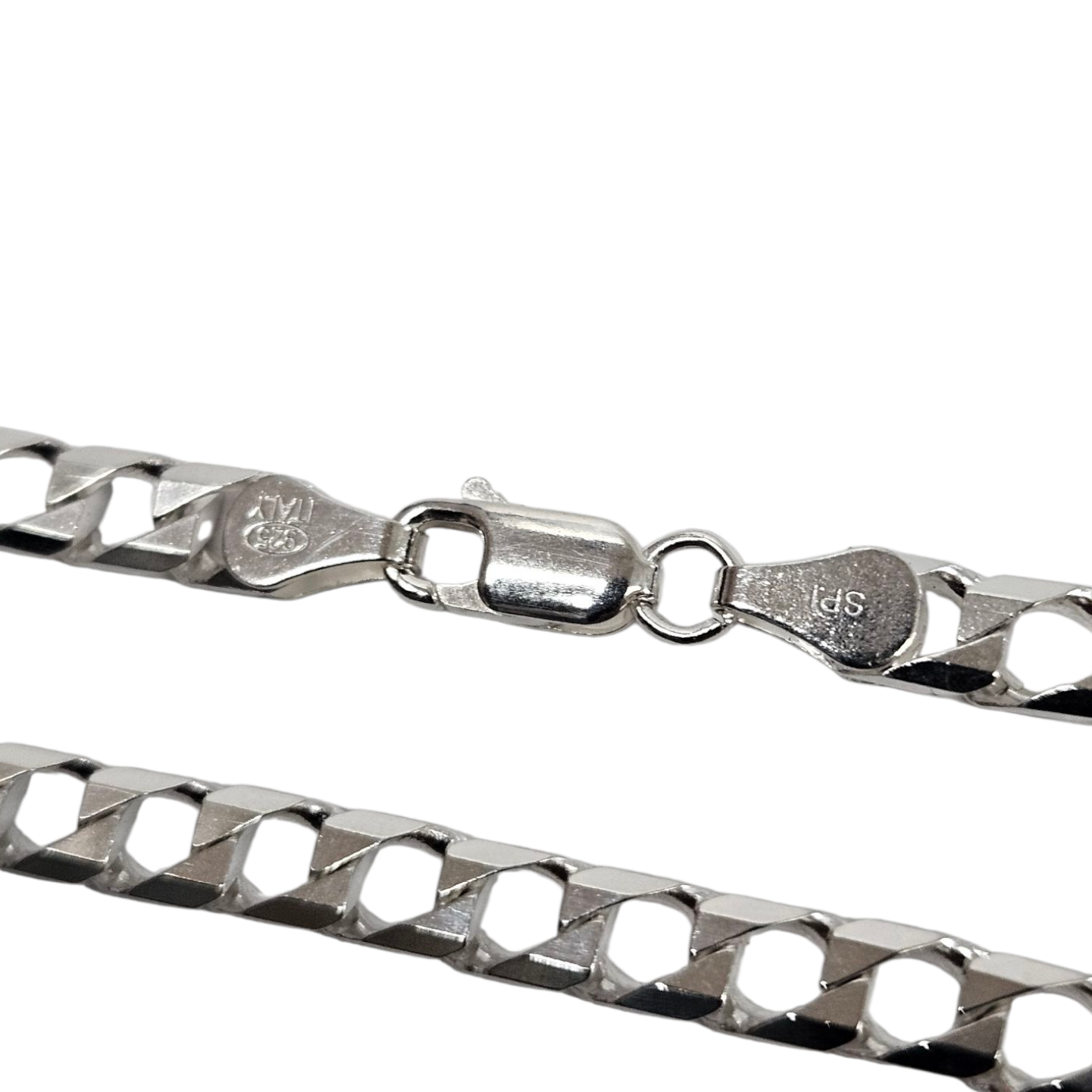 Mens 925 Silver square curb Link bracelet