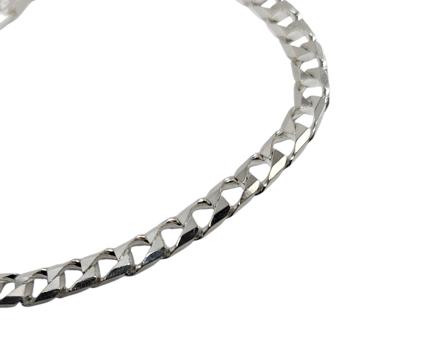 Mens 925 Silver square curb Link bracelet