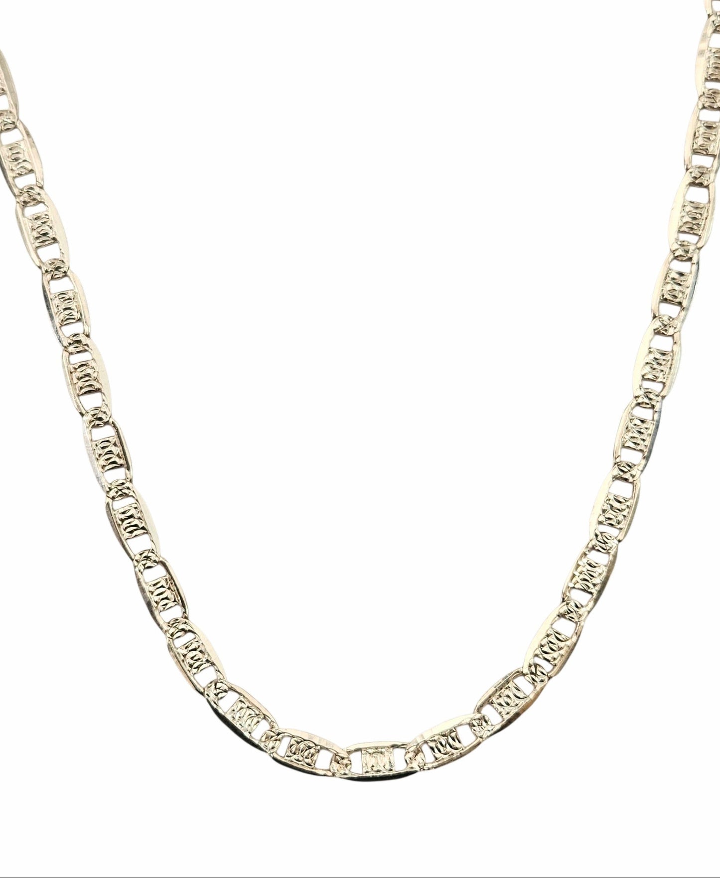 Mens 925 Silver Mariner Link Necklace