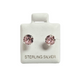 Unisex.925 Silver Pink ZC stud earrings