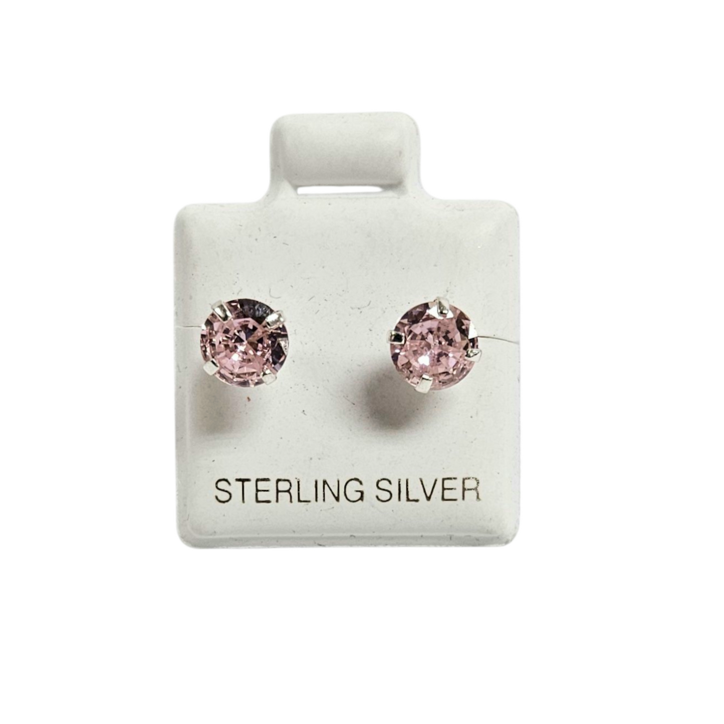 Unisex.925 Silver Pink ZC stud earrings