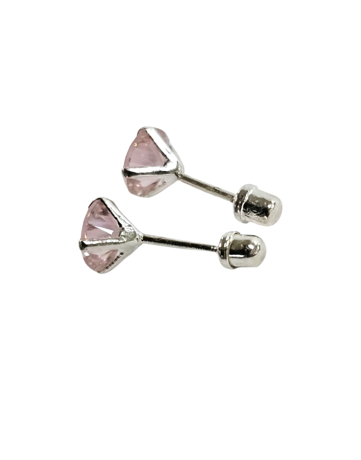 Unisex.925 Silver Pink ZC stud earrings