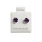 Unisex.925 Silver Amethyst ZC stud earrings