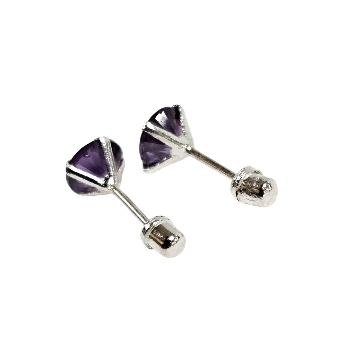 Unisex.925 Silver Amethyst ZC stud earrings