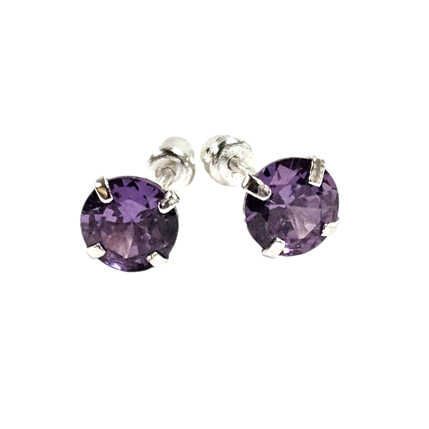 Unisex.925 Silver Amethyst ZC stud earrings