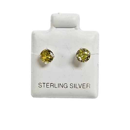 Unisex .925 Silver topaz ZC stud earrings