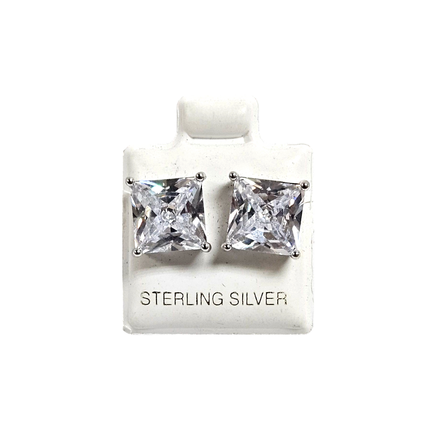 Unisex .925 Silver Princess Zirconia stud earrings