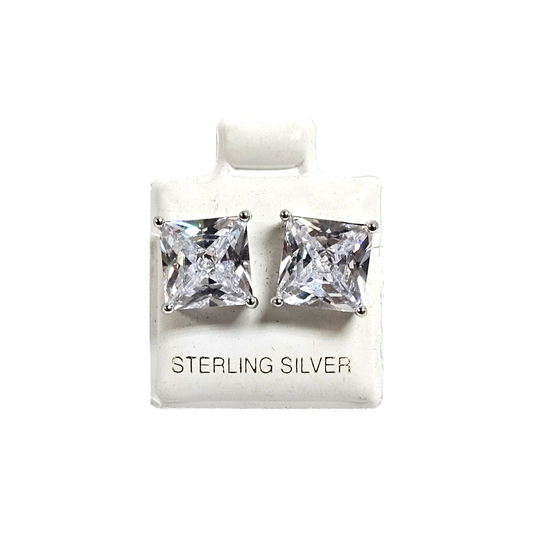 Unisex .925 Silver Princess Zirconia stud earrings
