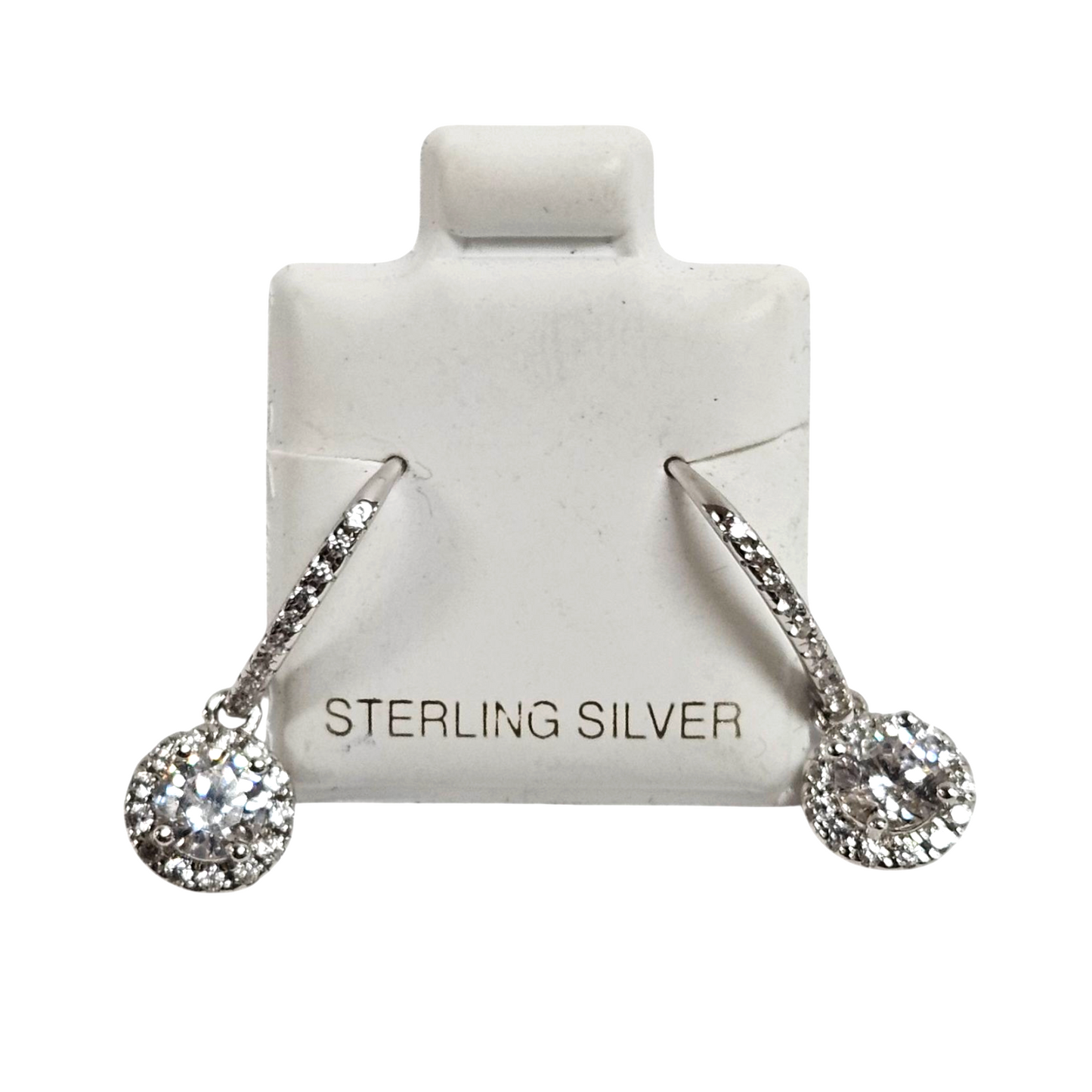 Ladies .925 Silver Drop Hoop  ZC Earrings