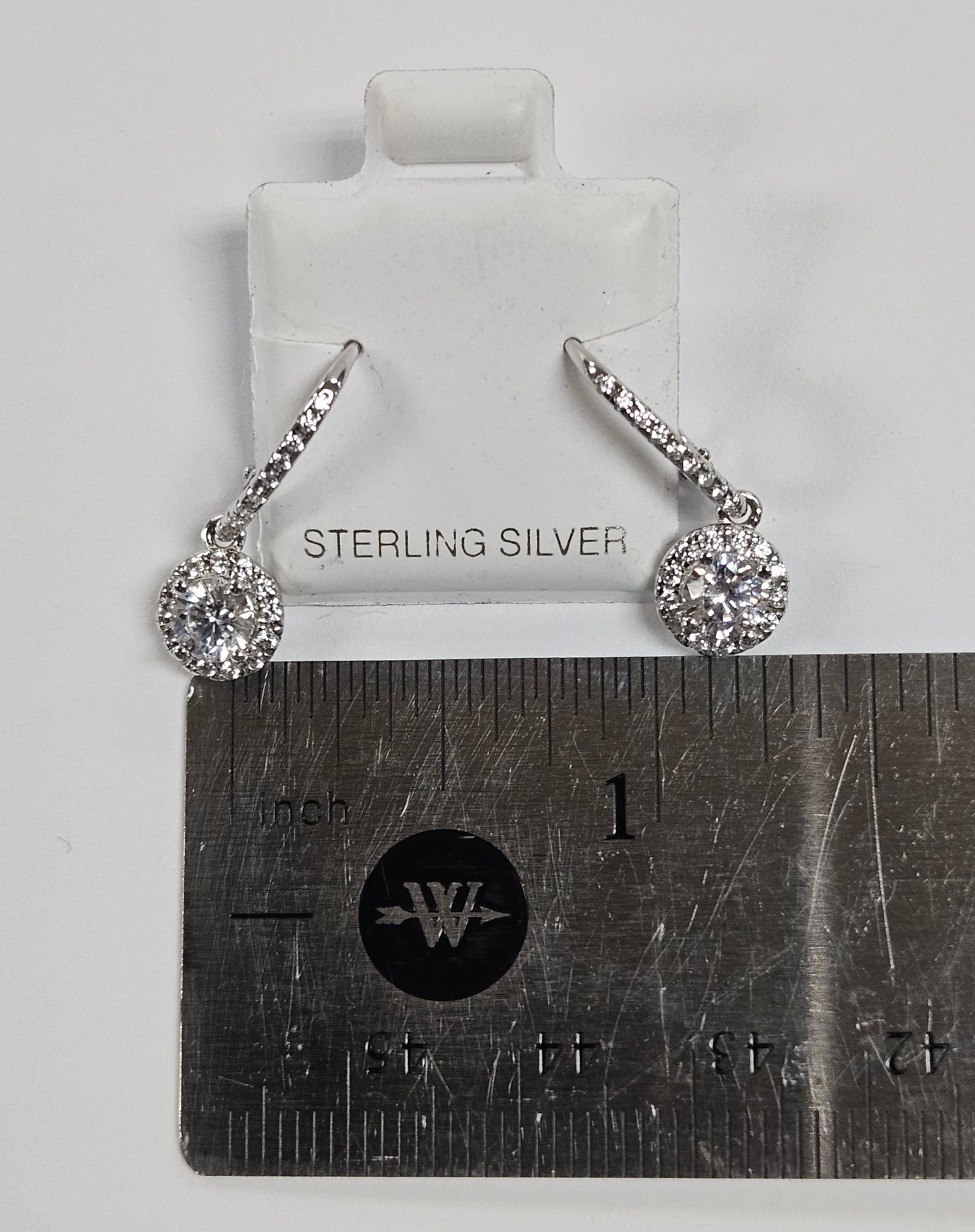 Ladies .925 Silver Drop Hoop  ZC Earrings