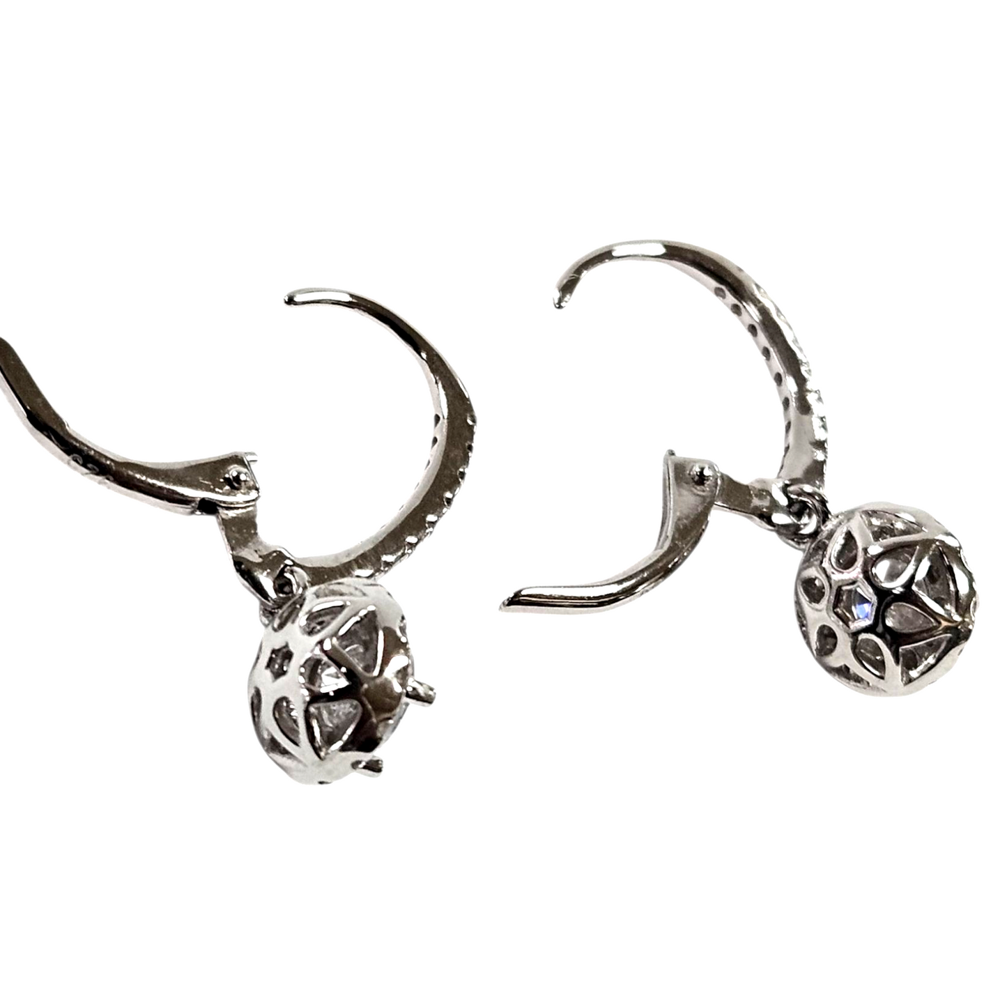 Ladies .925 Silver Drop Hoop  ZC Earrings