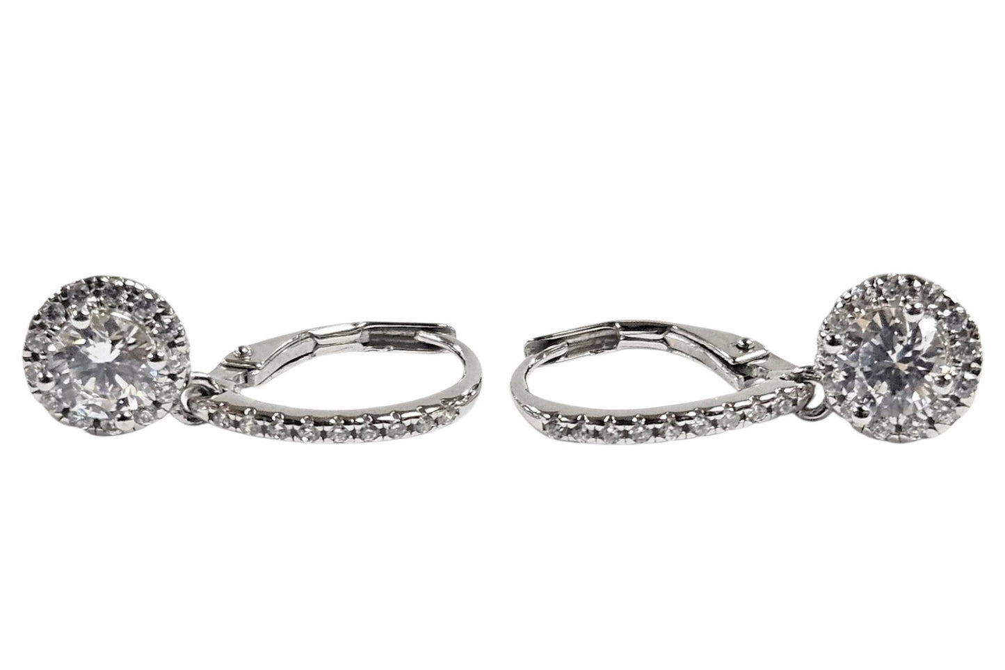 Ladies .925 Silver Drop Hoop  ZC Earrings