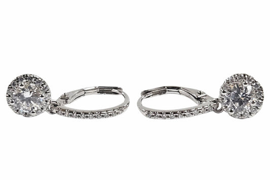 Ladies .925 Silver Drop Hoop  ZC Earrings