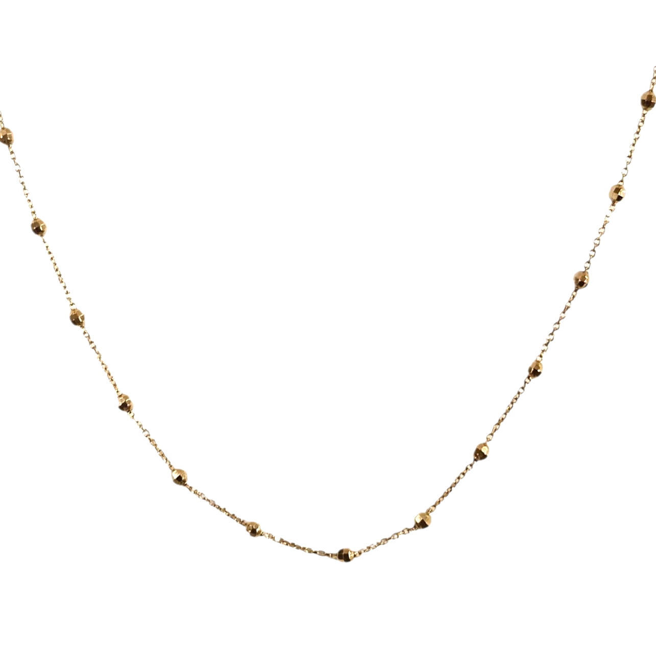 Ladies 14k yellow gold beaded chain necklace