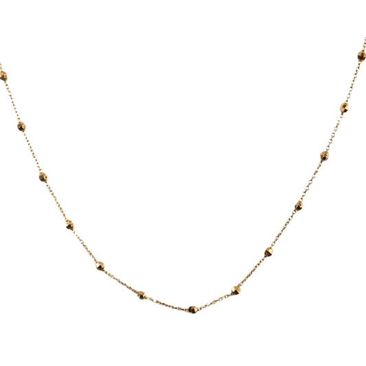 Ladies 14k yellow gold beaded chain necklace