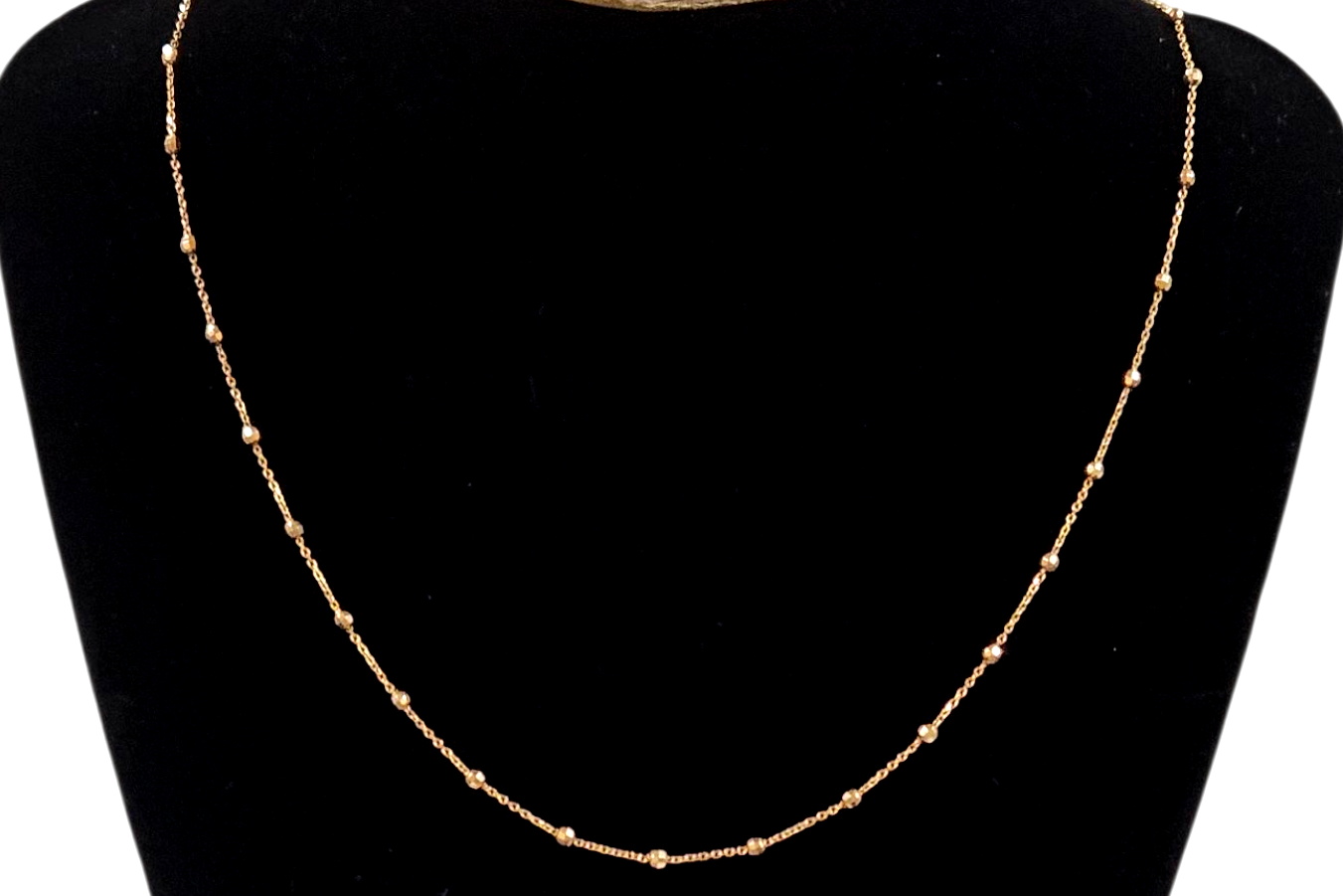 Ladies 14k yellow gold beaded chain necklace