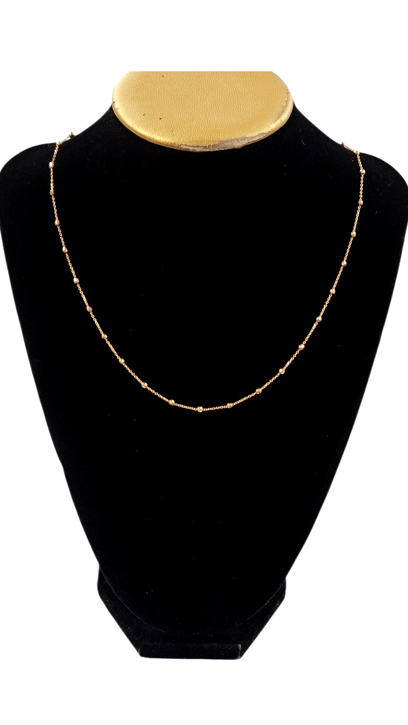 Ladies 14k yellow gold beaded chain necklace