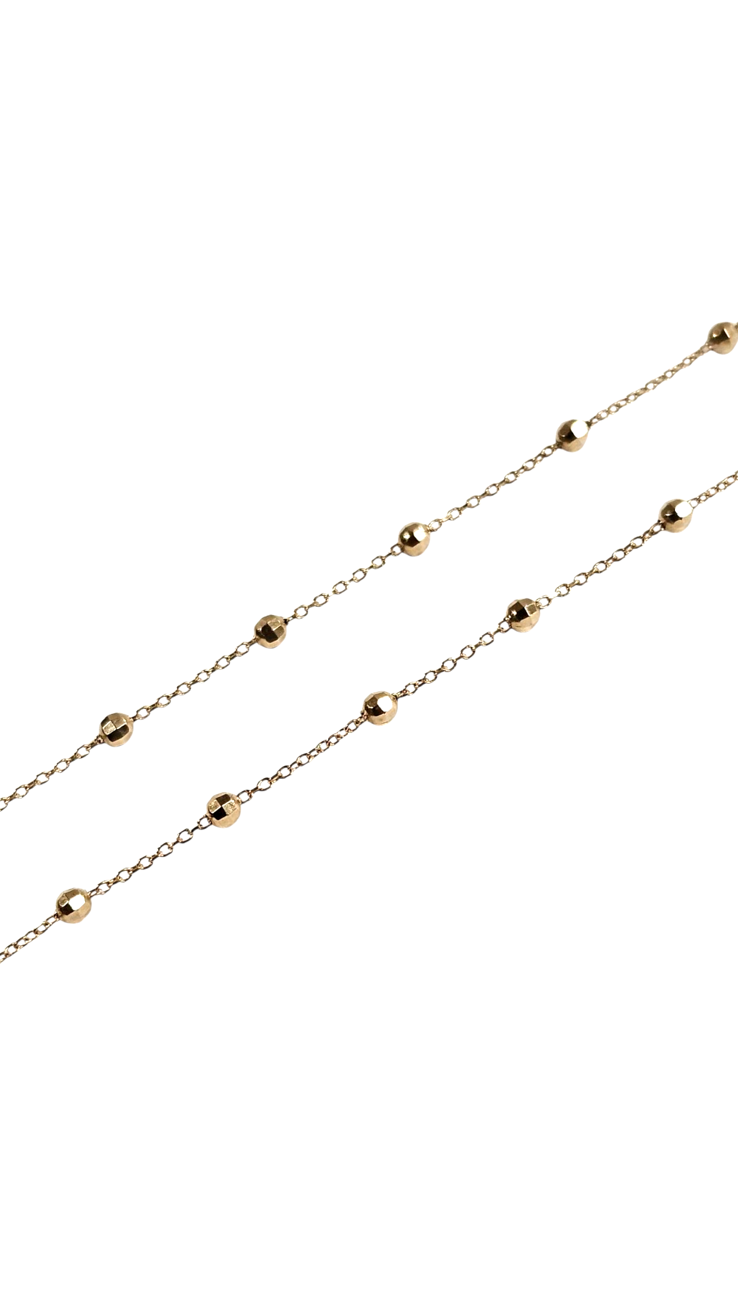 Ladies 14k yellow gold beaded chain necklace