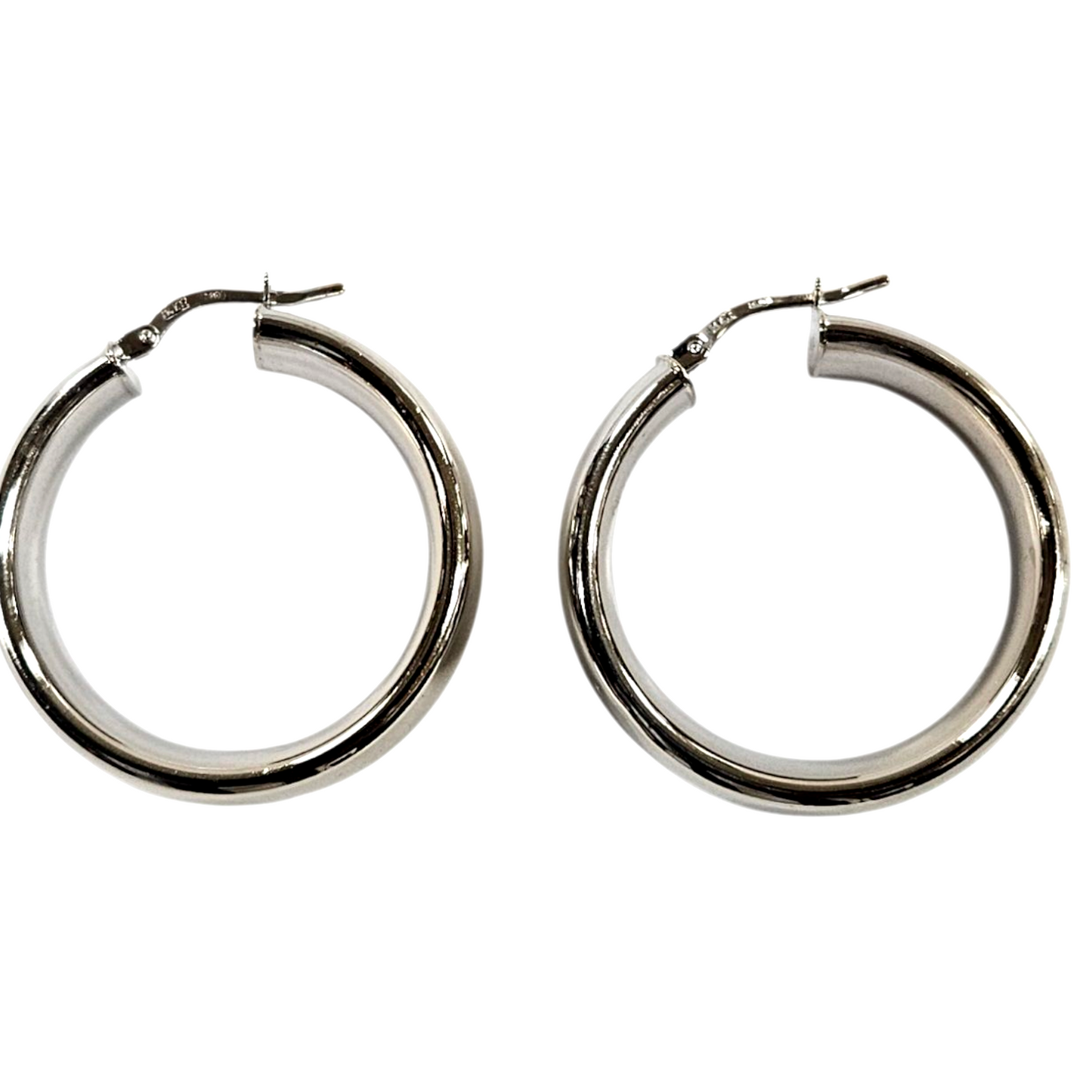 Ladies 14k White Gold Hoop Earrings