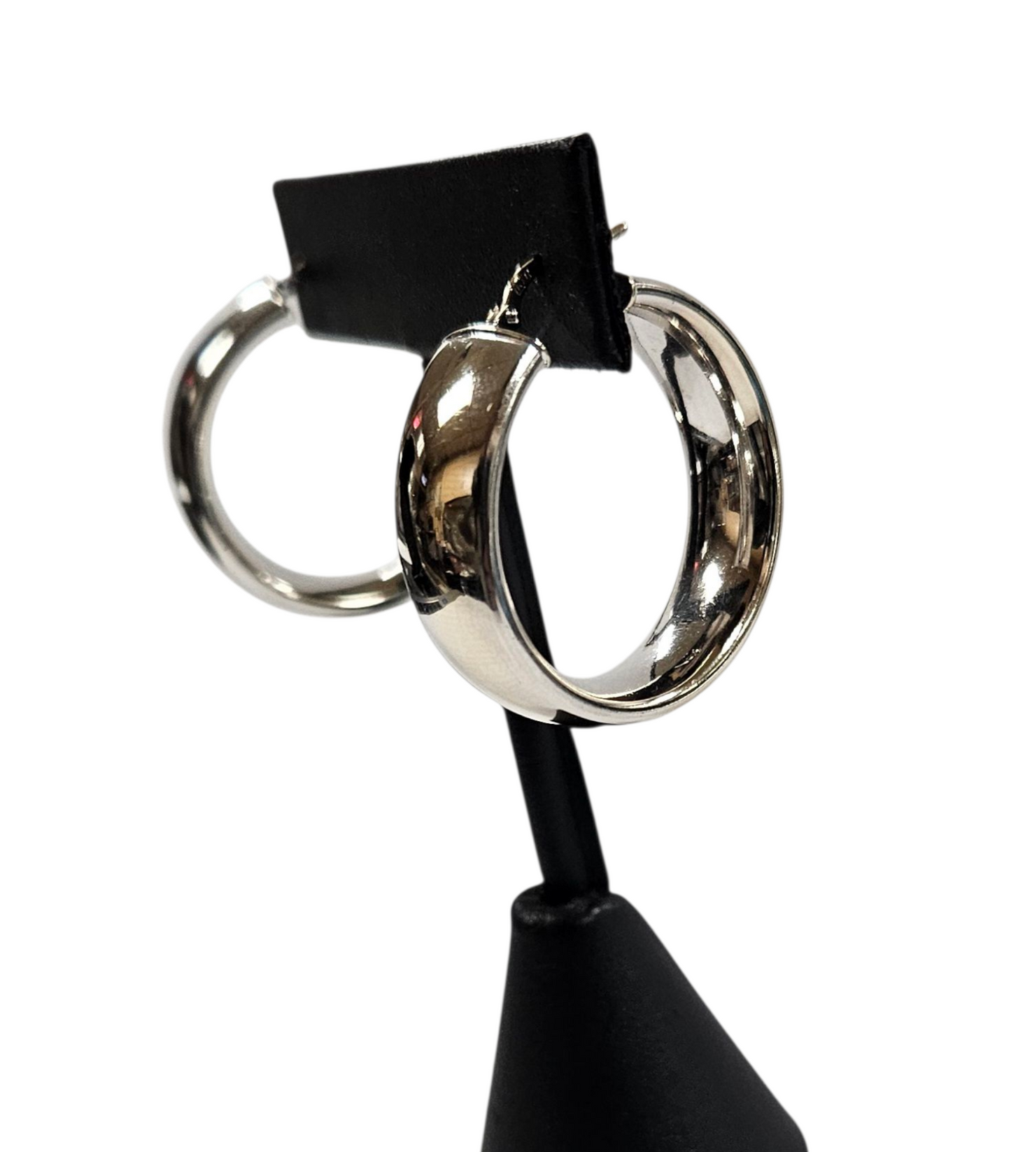 Ladies 14k White Gold Hoop Earrings