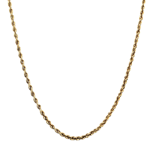 Ladies 14k Yellow Gold Hollow Rope chain