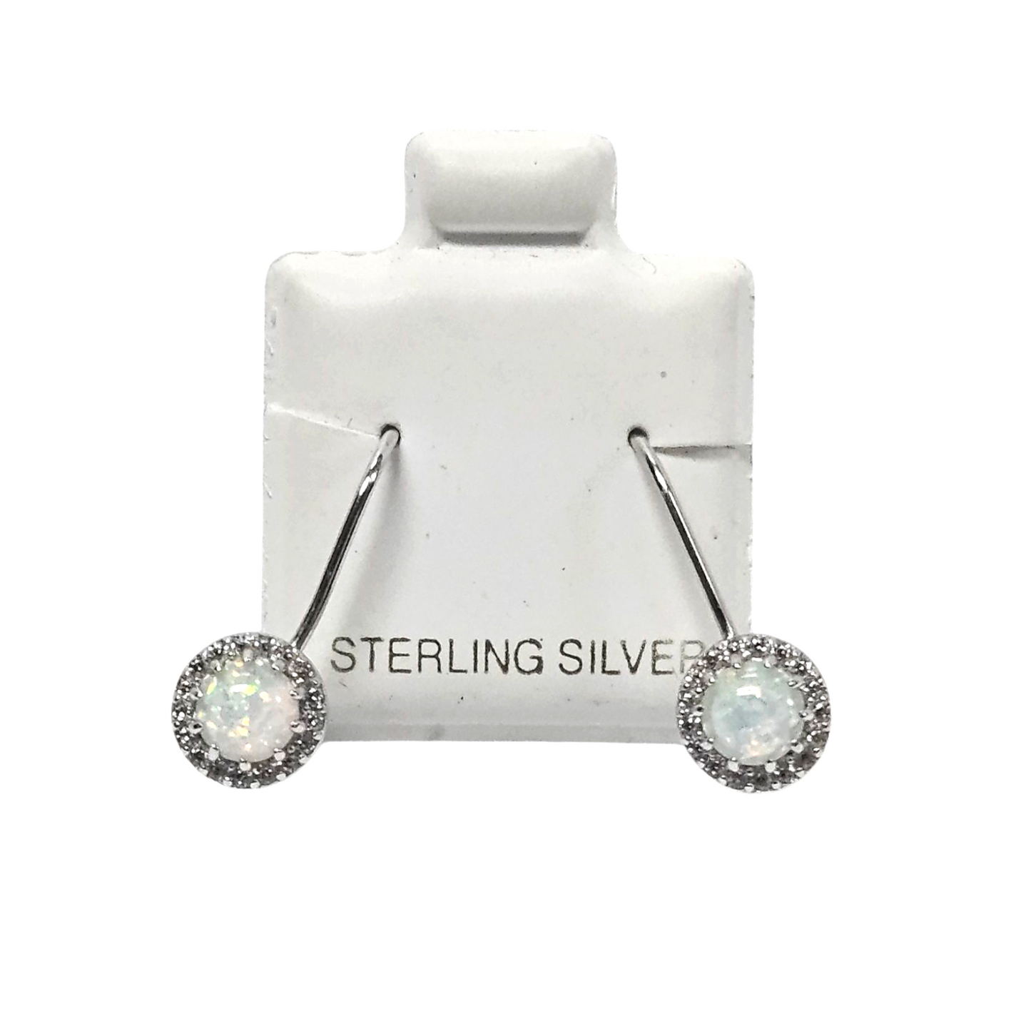 Ladies 925 Silver Opal ZC drop hoop earrings