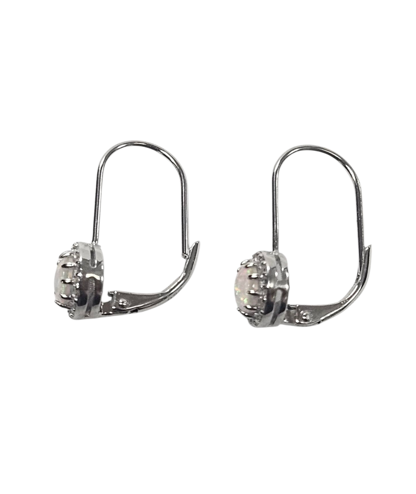 Ladies 925 Silver Opal ZC drop hoop earrings