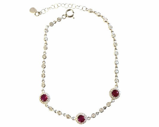 Ladies .925 Silver Ruby ZC Bracelet