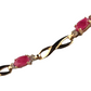 14k Ladies Yellow Gold Ruby Diamond infinity Bracelet