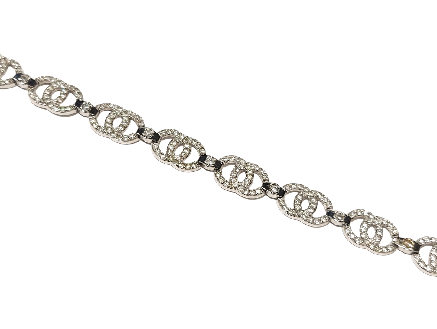 14K Ladies White Gold Chanel Style Diamond Bracelet