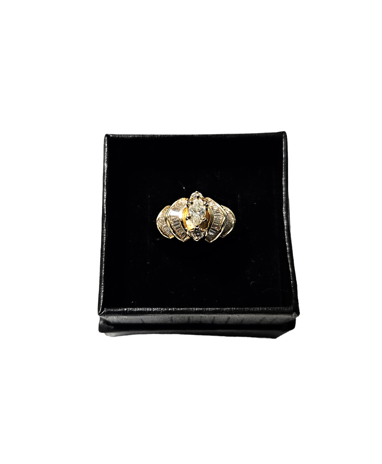 14k Ladies Yellow Gold Marquise Diamond Ring