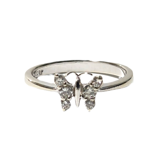 14K Ladies White Gold Diamond Butterfly Ring