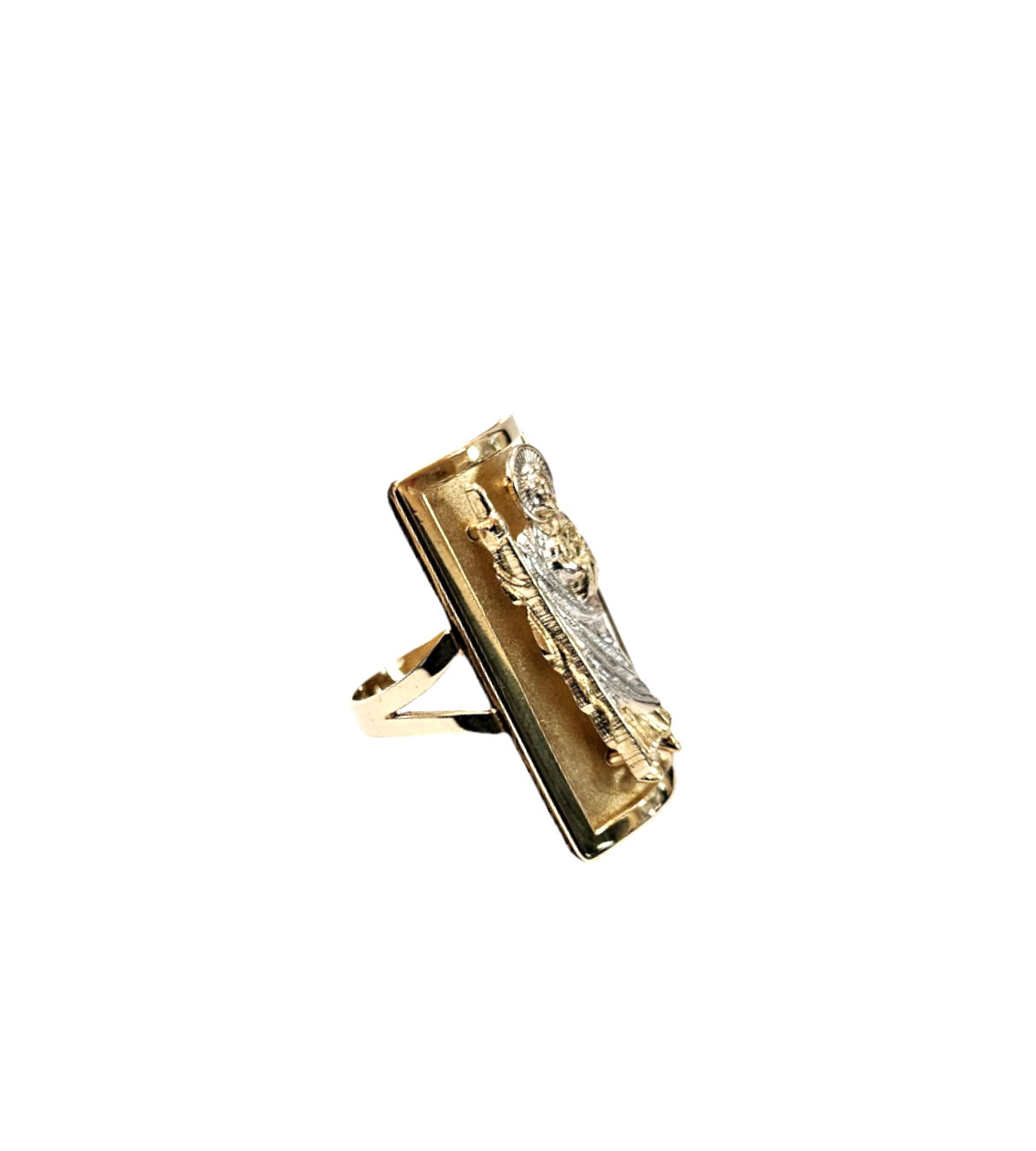 14k Unisex Yellow Gold San Judas tri-tone Ring