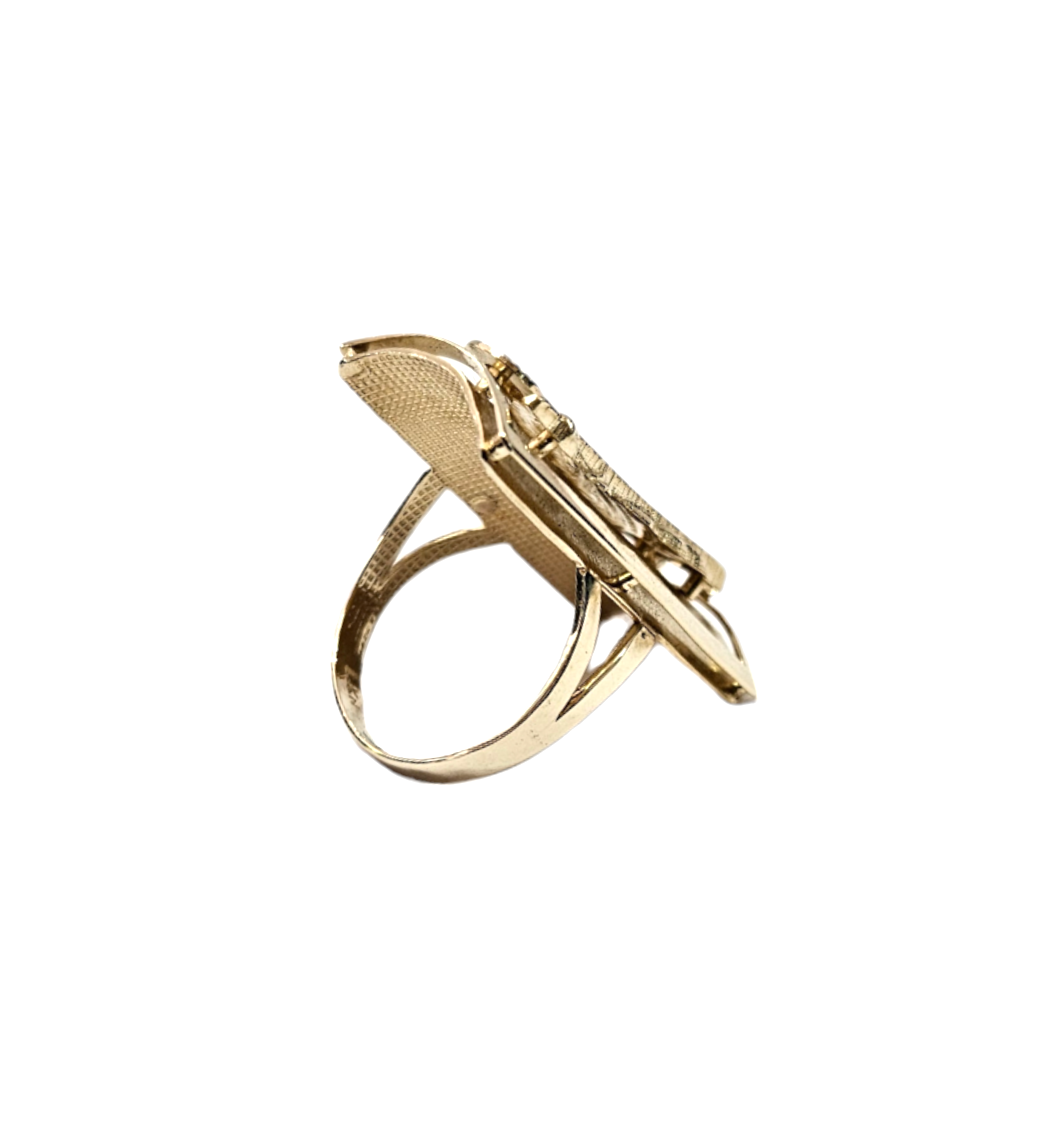 14k Unisex Yellow Gold San Judas tri-tone Ring