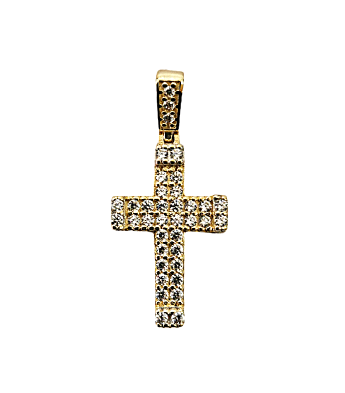 14k Unisex Yellow Gold ZC cross pendant