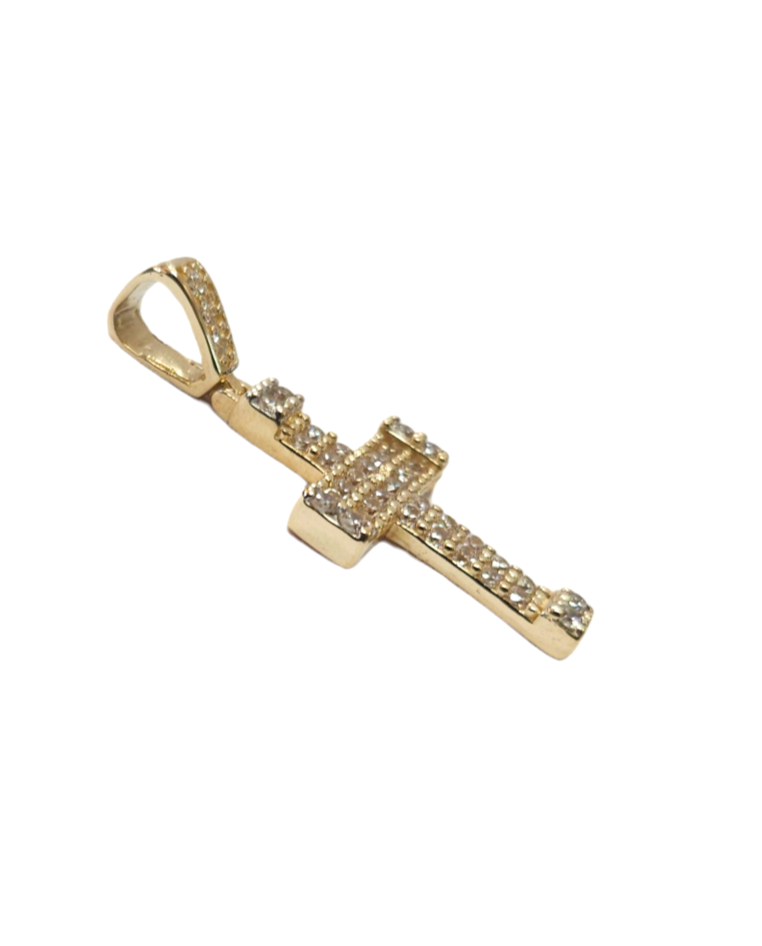 14k Unisex Yellow Gold ZC cross pendant